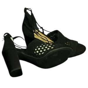 JustFab Black Open Toe Ankle Tie Espadrilles Shoes size 10